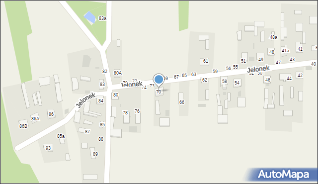 Jelonek, Jelonek, 70, mapa Jelonek
