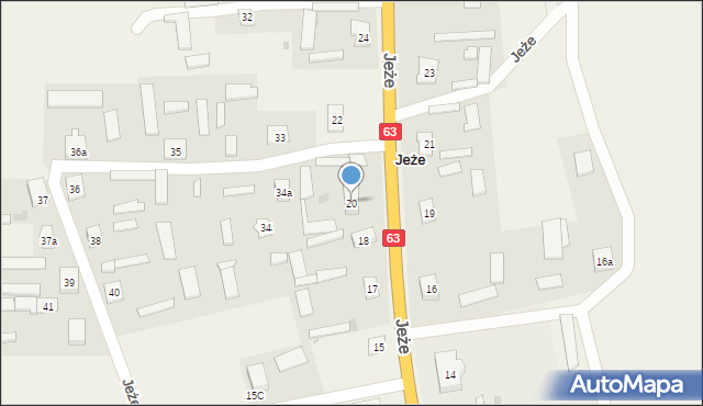 Jeże, Jeże, 20, mapa Jeże