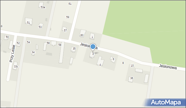 Józefowo, Jesionowa, 2, mapa Józefowo