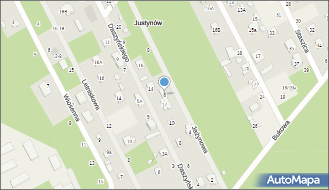 Justynów, Jeżynowa, 6, mapa Justynów