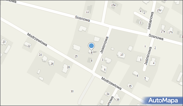 Kalinówka, Jesionowa, 6, mapa Kalinówka