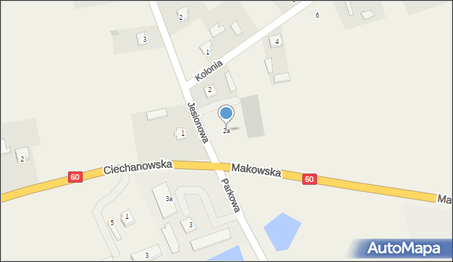 Karniewo, Jesionowa, 2a, mapa Karniewo