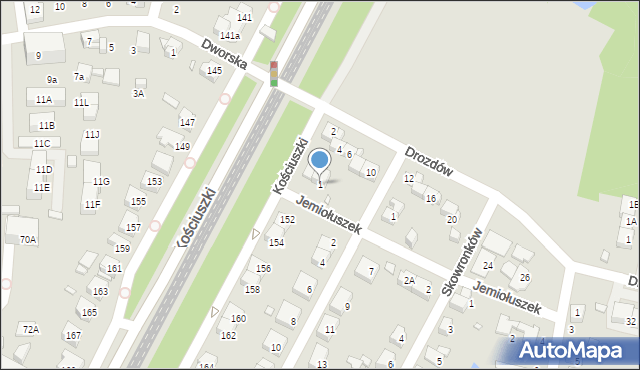 Katowice, Jemiołuszek, 1, mapa Katowic