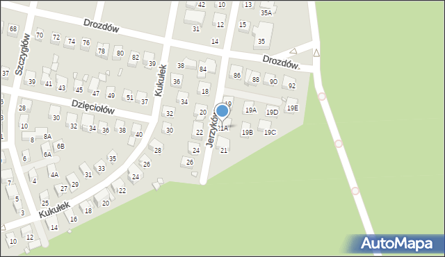 Katowice, Jerzyków, 21A, mapa Katowic