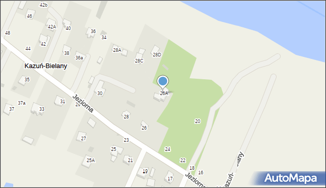 Kazuń-Bielany, Jeziorna, 26A, mapa Kazuń-Bielany