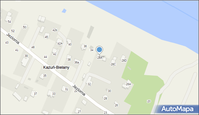 Kazuń-Bielany, Jeziorna, 28A, mapa Kazuń-Bielany