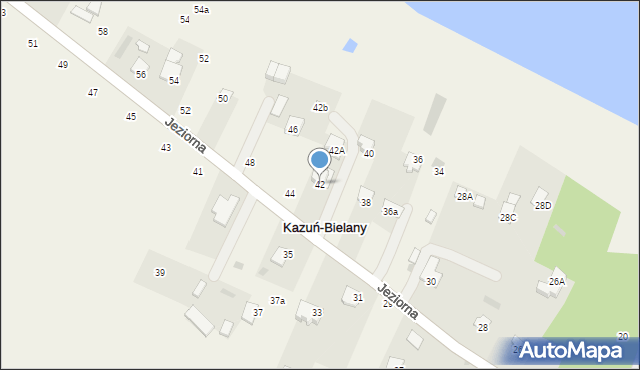 Kazuń-Bielany, Jeziorna, 42, mapa Kazuń-Bielany