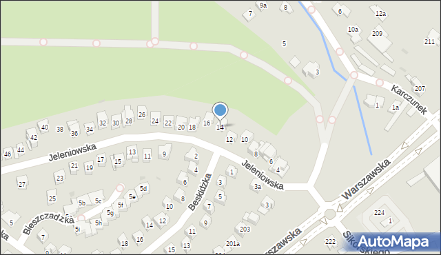 Kielce, Jeleniowska, 14, mapa Kielc
