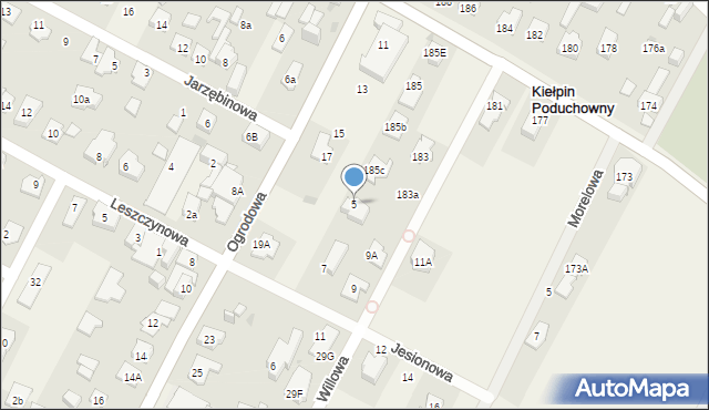 Kiełpin, Jesionowa, 5, mapa Kiełpin