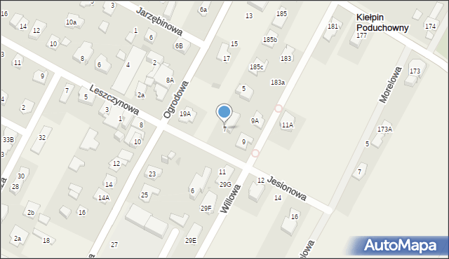 Kiełpin, Jesionowa, 7, mapa Kiełpin