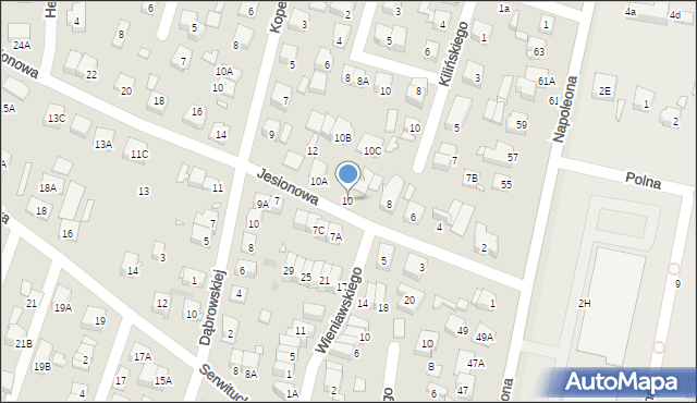Kobyłka, Jesionowa, 10, mapa Kobyłka