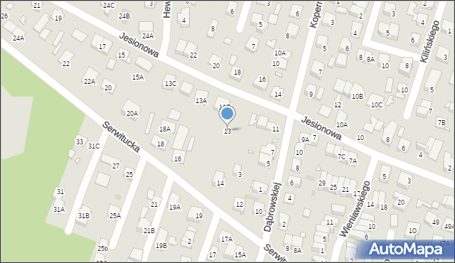 Kobyłka, Jesionowa, 13, mapa Kobyłka