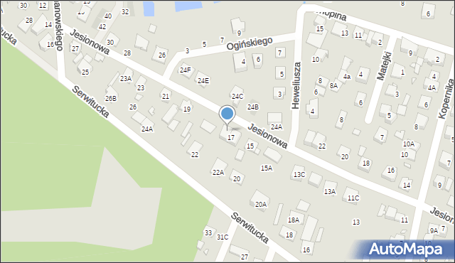 Kobyłka, Jesionowa, 17B, mapa Kobyłka
