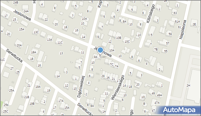 Kobyłka, Jesionowa, 9, mapa Kobyłka