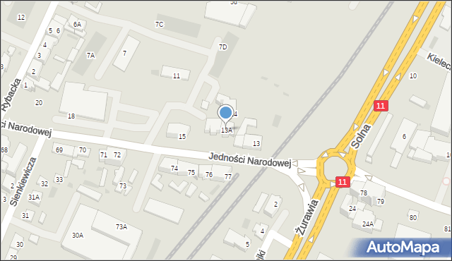Kołobrzeg, Jedności Narodowej, 13A, mapa Kołobrzegu