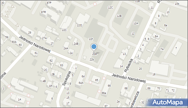 Kołobrzeg, Jedności Narodowej, 22a, mapa Kołobrzegu