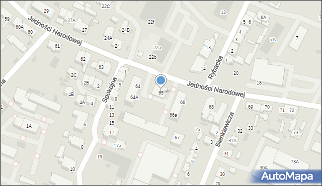 Kołobrzeg, Jedności Narodowej, 65, mapa Kołobrzegu