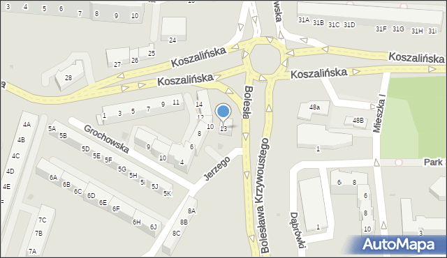 Kołobrzeg, Jerzego, 13, mapa Kołobrzegu