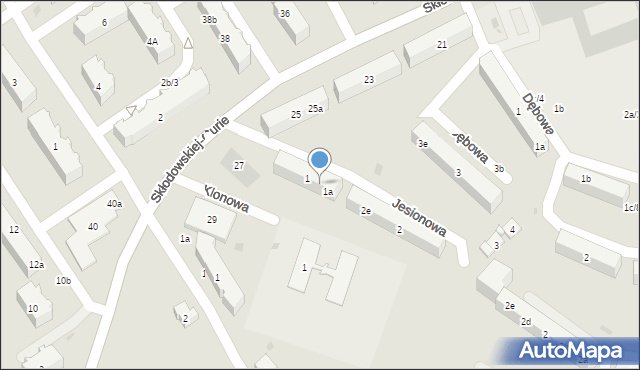 Kościerzyna, Jesionowa, 1b, mapa Kościerzyna