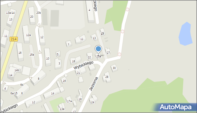 Kościerzyna, Jeziorna, 25a, mapa Kościerzyna