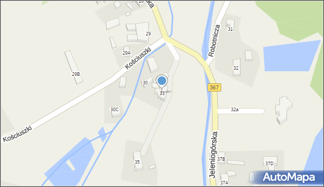 Kostrzyca, Jeleniogórska, 33, mapa Kostrzyca