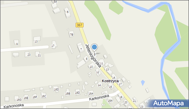 Kostrzyca, Jeleniogórska, 9, mapa Kostrzyca