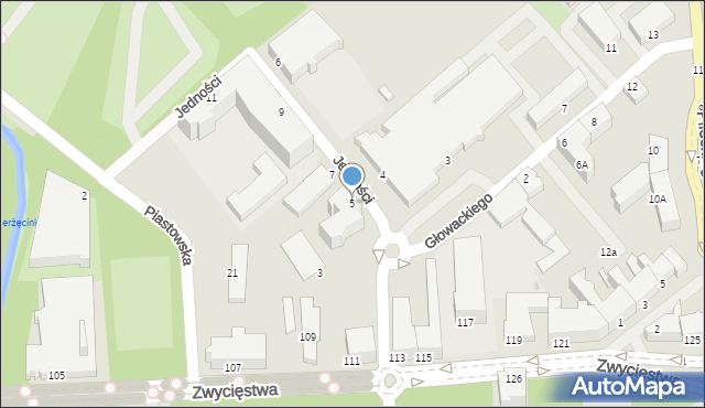 Koszalin, Jedności, 5, mapa Koszalina