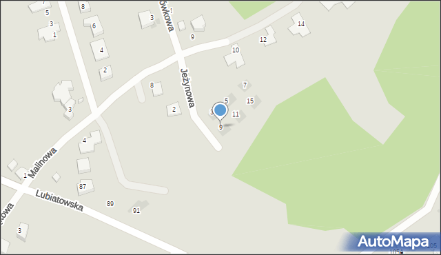 Koszalin, Jeżynowa, 9, mapa Koszalina