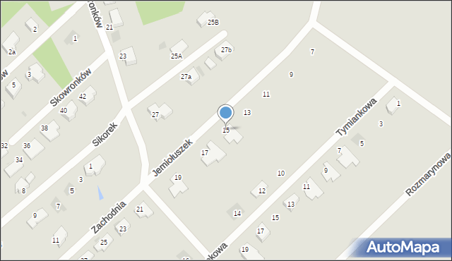 Koszalin, Jemiołuszek, 15, mapa Koszalina