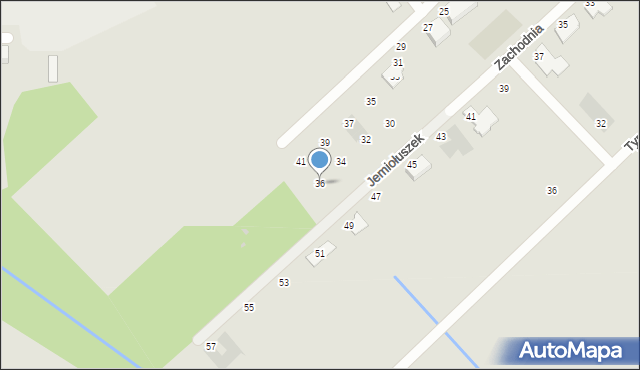 Koszalin, Jemiołuszek, 36, mapa Koszalina