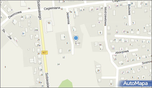 Koszęcin, Jesienna, 5, mapa Koszęcin