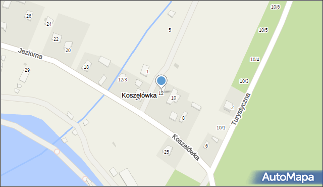 Koszelówka, Jeziorna, 12, mapa Koszelówka