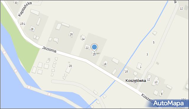 Koszelówka, Jeziorna, 20, mapa Koszelówka
