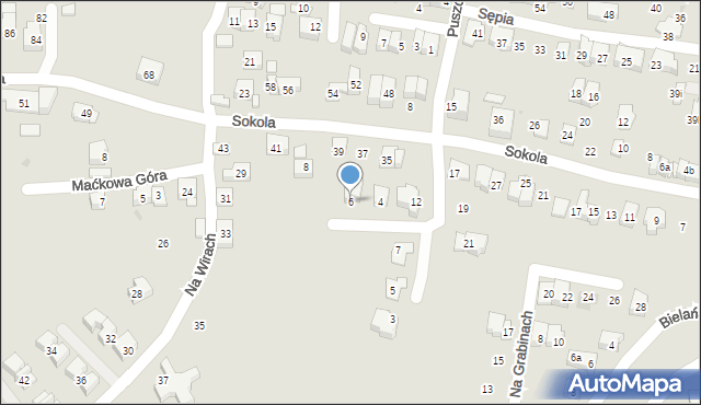 Kraków, Jemiołuszek, 6, mapa Krakowa