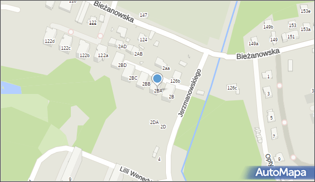 Kraków, Jerzmanowskiego Erazma, 2BA, mapa Krakowa