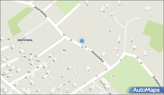 Krosno, Jeleniówka, 9, mapa Krosna