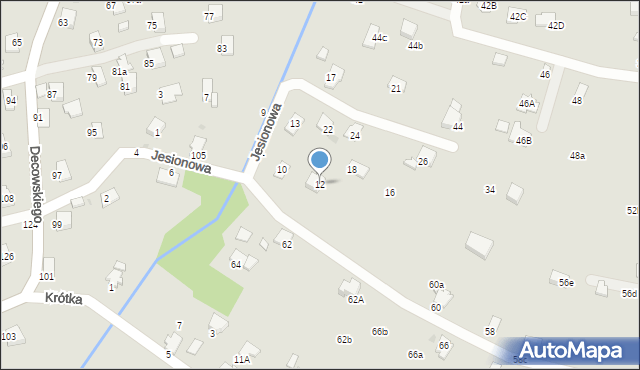 Krosno, Jesionowa, 12, mapa Krosna