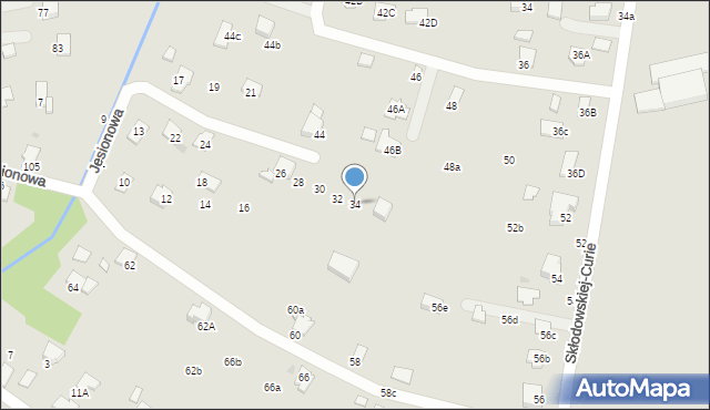 Krosno, Jesionowa, 34, mapa Krosna