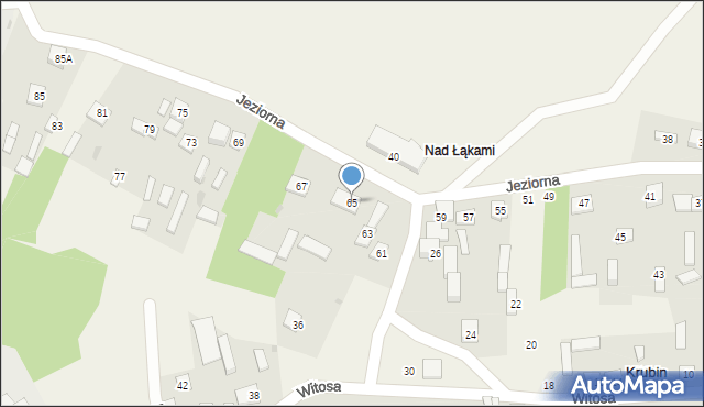 Krubin, Jeziorna, 65, mapa Krubin