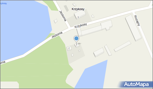 Krzykosy, Jeziorna, 1, mapa Krzykosy