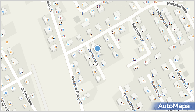 Krzyków, Jemiołowa, 3, mapa Krzyków