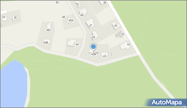 Kunowice, Jeziorna, 43a, mapa Kunowice