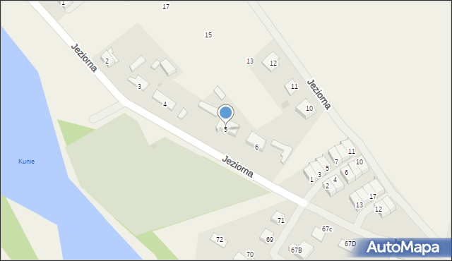 Kunowice, Jeziorna, 5, mapa Kunowice