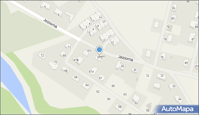 Kunowice, Jeziorna, 67D, mapa Kunowice