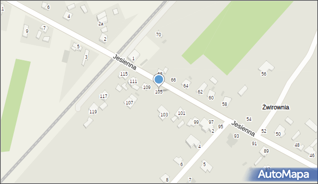 Kutno, Jesienna, 105, mapa Kutno