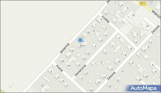 Łąck, Jesienna, 13, mapa Łąck