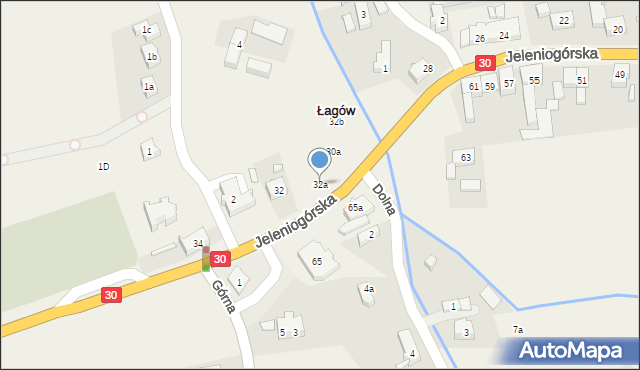 Łagów, Jeleniogórska, 32a, mapa Łagów