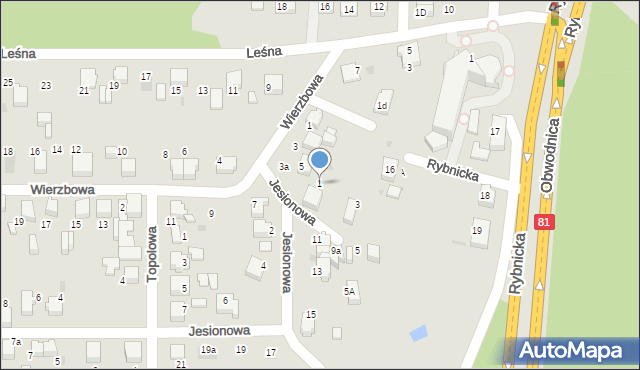 Łaziska Górne, Jesionowa, 1, mapa Łaziska Górne