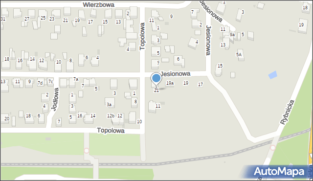 Łaziska Górne, Jesionowa, 21, mapa Łaziska Górne