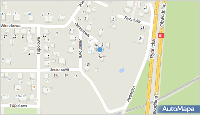 Łaziska Górne, Jesionowa, 5A, mapa Łaziska Górne